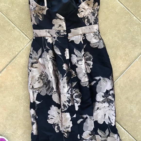 Dylan Gray Navy & Pinkish Silver Floral Prom Gown - Picture 10 of 10